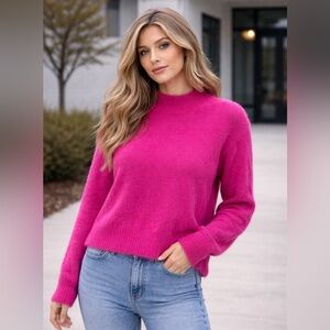 Hippie Rose Vibrant Fuchsia Turtleneck Sweater